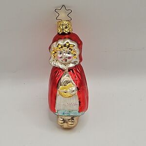 INGE GLAS Little Red Riding Hood Blown Glass Ornament Christmas Germany  3.5”